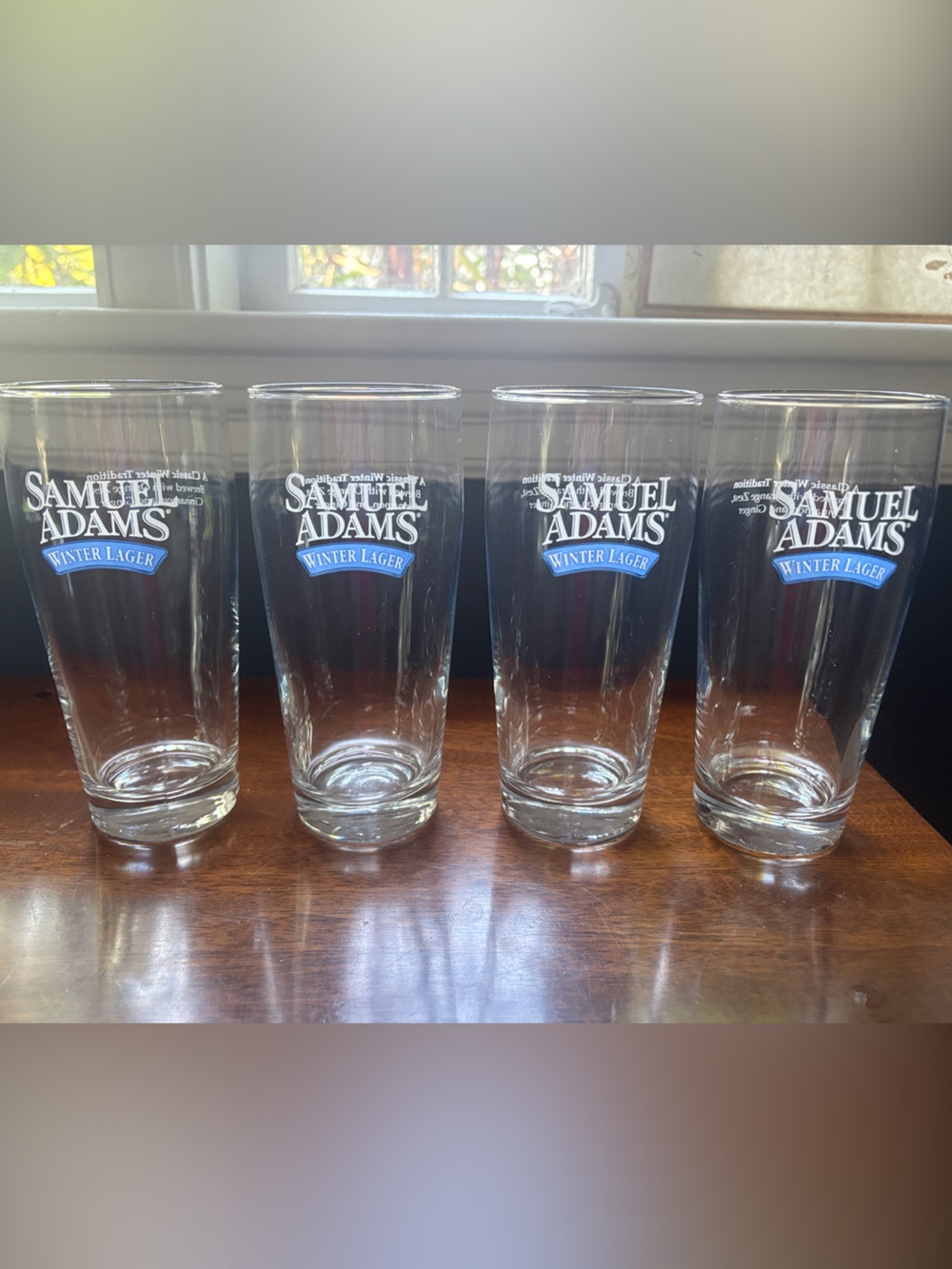 Samuel Adams Winter Lager Pint Glasses with Blue Logo (Set of 4)